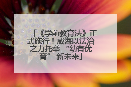 《学前教育法》正式施行！威海以法治之力托举 “幼有优育” 新未来