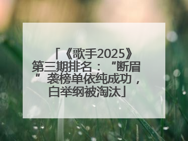 《歌手2025》第三期排名：“断眉”袭榜单依纯成功，白举纲被淘汰