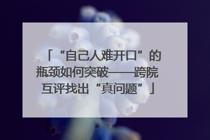 “自己人难开口”的瓶颈如何突破——跨院互评找出“真问题”