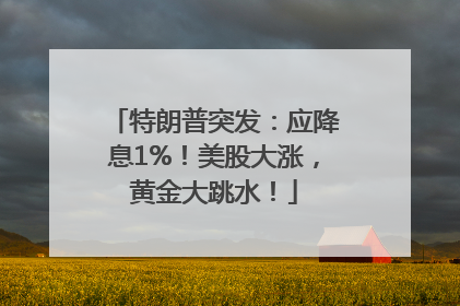 特朗普突发：应降息1%！美股大涨，黄金大跳水！