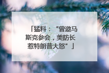 猛料：“曾邀马斯克参会，美防长惹特朗普大怒”