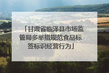 甘肃省临泽县市场监管局多举措规范食品标签标识经营行为