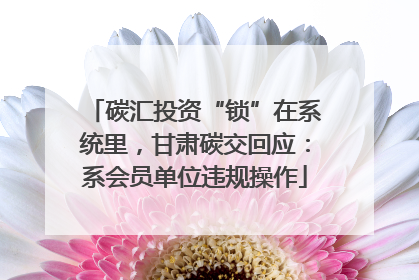 碳汇投资“锁”在系统里，甘肃碳交回应：系会员单位违规操作
