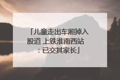 儿童走出车厢掉入股道 上铁淮南西站：已交其家长