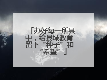 办好每一所县中，给县域教育留下“种子”和“希望”