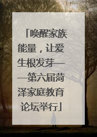 唤醒家族能量，让爱生根发芽——第六届菏泽家庭教育论坛举行