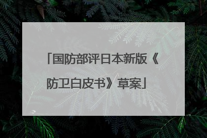 国防部评日本新版《防卫白皮书》草案