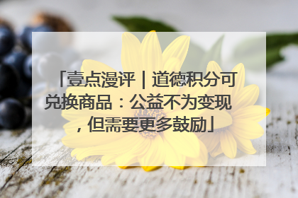壹点漫评｜道德积分可兑换商品：公益不为变现，但需要更多鼓励