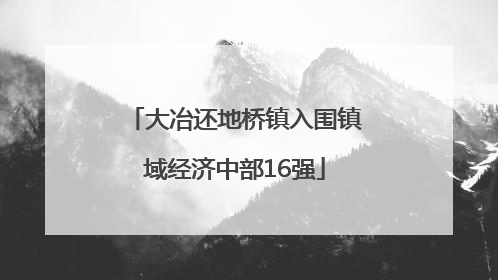 大冶还地桥镇入围镇域经济中部16强