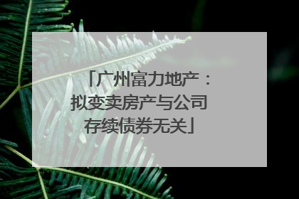 广州富力地产：拟变卖房产与公司存续债券无关