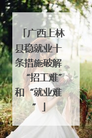 广西上林县稳就业十条措施破解“招工难”和“就业难”