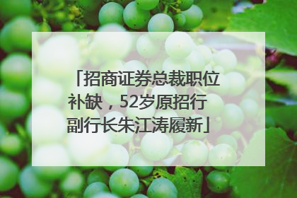 招商证券总裁职位补缺，52岁原招行副行长朱江涛履新