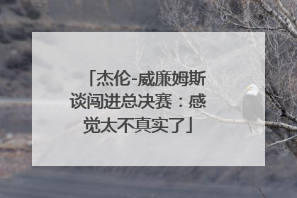 杰伦-威廉姆斯谈闯进总决赛：感觉太不真实了