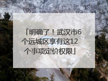 明确了！武汉市6个远城区享有这12个事项定价权限