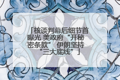 核谈判幕后细节首曝光 美政府“开秘密条款” 伊朗坚持“三大底线”