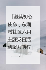 激荡初心使命，东湖村社区六月主题党日活动聚力前行