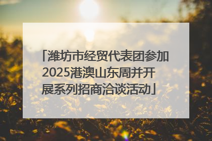 潍坊市经贸代表团参加2025港澳山东周并开展系列招商洽谈活动
