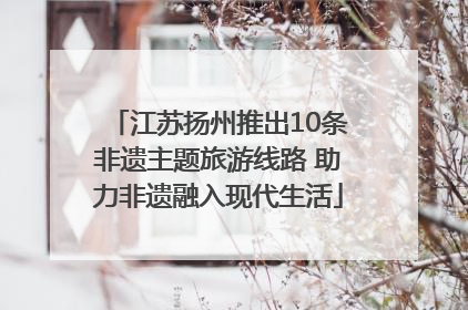 江苏扬州推出10条非遗主题旅游线路 助力非遗融入现代生活