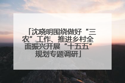 沈晓明围绕做好“三农”工作、推进乡村全面振兴开展“十五五”规划专题调研