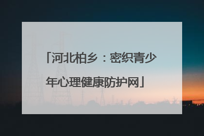 河北柏乡：密织青少年心理健康防护网