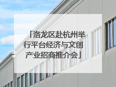 洛龙区赴杭州举行平台经济与文创产业招商推介会