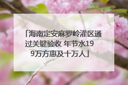 海南定安麻罗岭灌区通过关键验收 年节水199万方惠及十万人