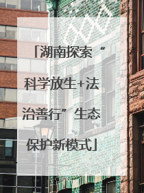 湖南探索“科学放生+法治善行”生态保护新模式