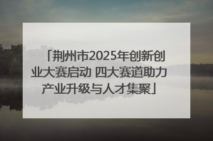 荆州市2025年创新创业大赛启动 四大赛道助力产业升级与人才集聚