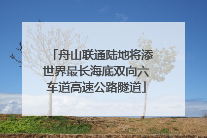 舟山联通陆地将添世界最长海底双向六车道高速公路隧道