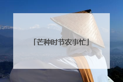芒种时节农事忙
