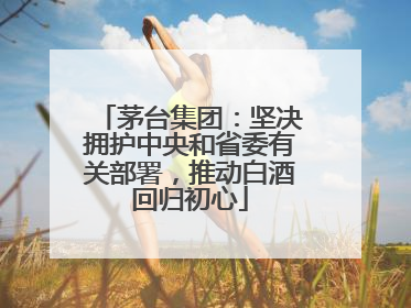 茅台集团：坚决拥护中央和省委有关部署，推动白酒回归初心