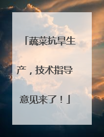 蔬菜抗旱生产，技术指导意见来了！