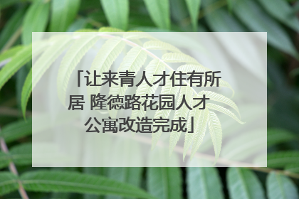 让来青人才住有所居 隆德路花园人才公寓改造完成