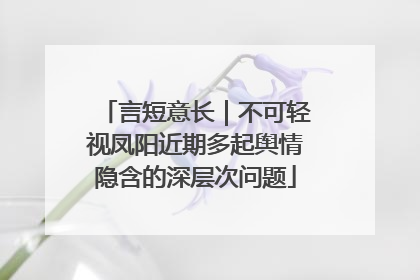 言短意长｜不可轻视凤阳近期多起舆情隐含的深层次问题