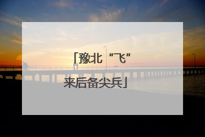 豫北“飞”来后备尖兵