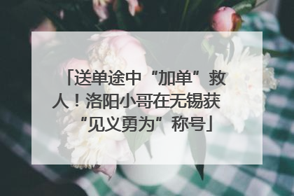 送单途中“加单”救人！洛阳小哥在无锡获“见义勇为”称号