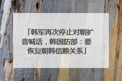 韩军再次停止对朝扩音喊话，韩国防部：要恢复朝韩信赖关系