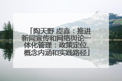 陶天野 虞鑫：推进新闻宣传和网络舆论一体化管理：政策定位、概念内涵和实践路径