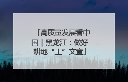 高质量发展看中国｜黑龙江：做好耕地“土”文章