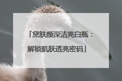 黛肤颜深洁亮白瓶：解锁肌肤透亮密码